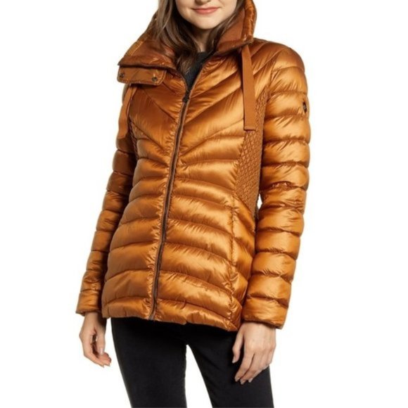 BERNARDO Ecoplume Packable Water Resistant Puffer Jacket Sunset Glow Size XS $90 - Picture 4 of 7